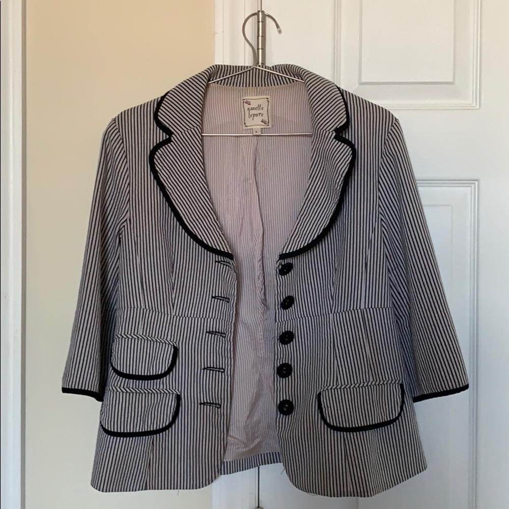 Nanette Lepore Black Striped Jacket Blazer